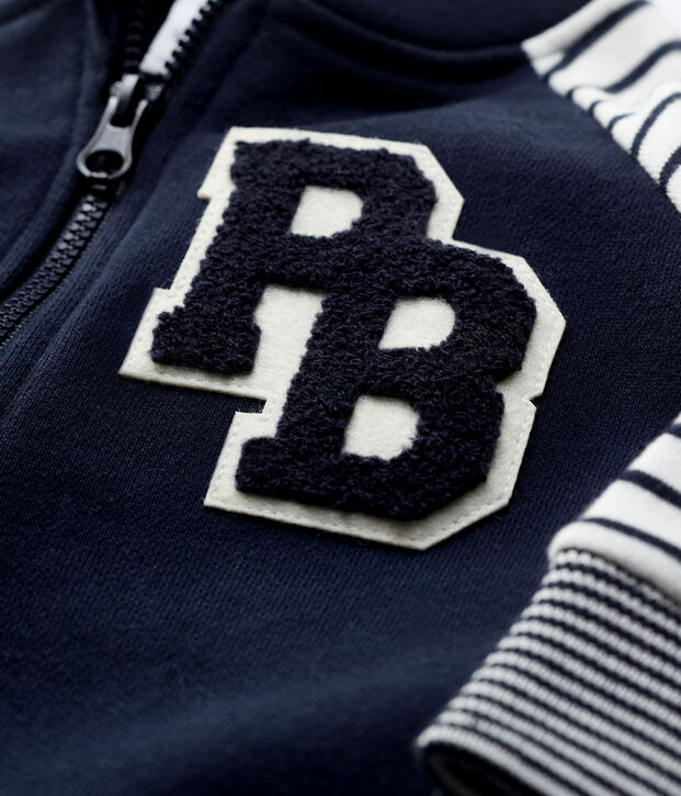 Cappotto Teddy in molleton beb&egrave;. blu/bianco